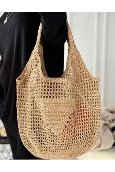 MODA Hasır örgü file şık omuz çantası