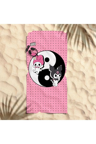 hediyechy Gift Duvet Cover Kuromi Ying Yang Printed Piaj Towel