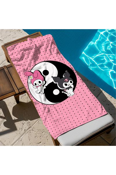 hediyechy Gift Duvet Cover Kuromi Ying Yang Printed Piaj Towel