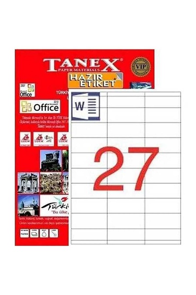 Tanex Tw-2027 (70 * 32,125 мм) Лазерна етикета (100 броя)