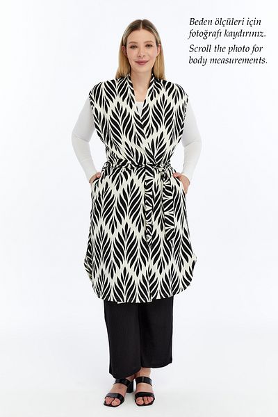 Laden Plus Size Women's Summer Oversized Hijab Pants Belted Brooch Pocket Long Vest Double Suit