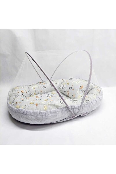 JULYA KİDS Babynest Waffle Pike Ve Pamuk Kumaş Yeni Tasarım Cibinlik Bebek Be...