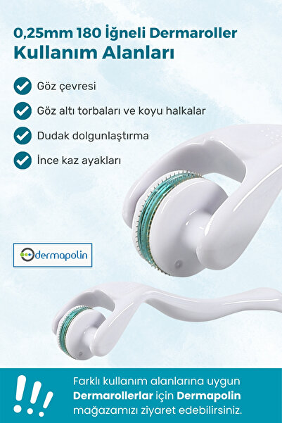 Dermapolin Original 100% Titanium 0.25 mm 180 Needles 100 Use Anti Allergic Eye Contour Dermaroller