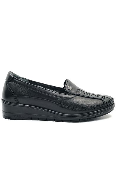 Forelli Morıza Genuine Leather Orthopedic Comfort Women's Casual Shoes Black