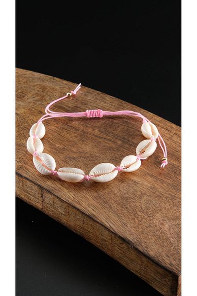 Chillin' Seashell - Colorful String Anklet Bracelet, Adjustable