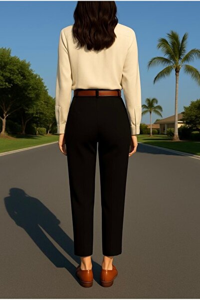 Heyya Γυναικείο Skinny Leg Εποχιακό Ζώνη Υφασμάτινο Παντελόνι Μαύρο