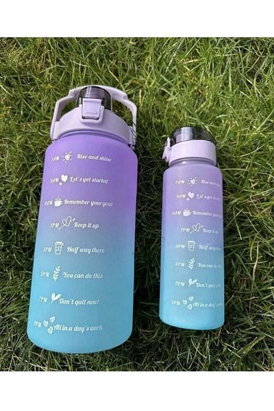 OSMEY Motivational 2-Piece Water Bottle Water Bottle 2lt 900ml Tritan Sports Gym Water Bottle with Baby