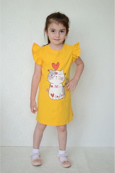 Sevimli Rochie de vară pentru fetiță cu imprimeu pisică