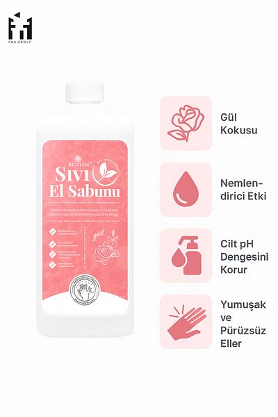 BESTTEM Liquid Hand Soap (1000 ml) – Rose Scented, Moisturizing and Softening Effect