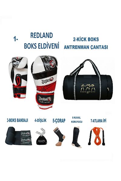 Dragondo Kıck Boxing Practice Set - Boxing and Dragon Redland Boxing Gloves with Sportsman Bag and Equipment Gifttoom