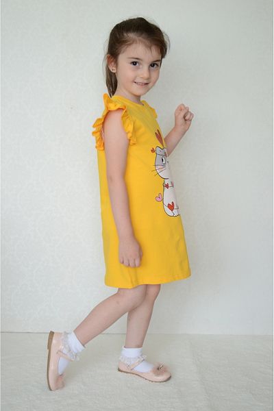Sevimli Rochie de vară pentru fetiță cu imprimeu pisică