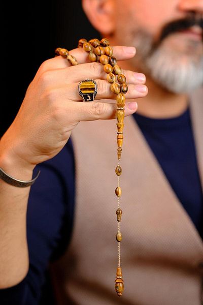 dergah tesbih سلسلة نحت أصلية من Master Mücahit Şener Beyzi Kesim Öd(Ud) TreeTasbih