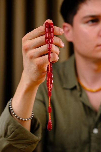 dergah tesbih Velvet Texture High-End Dough Spiral Hare Handwork Crimping Amber Rosary
