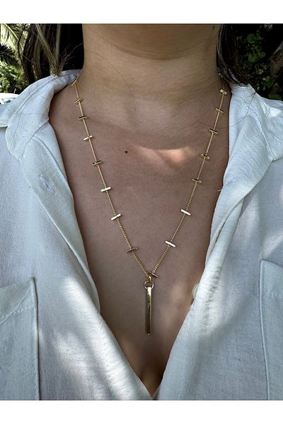mos&more Stainless Steel Gold Y Necklace