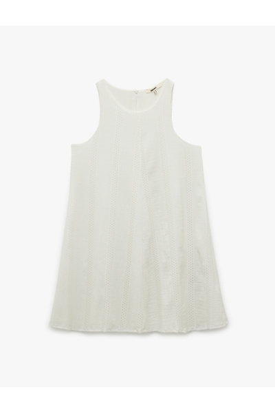 Koton Gefüttertes, ärmelloses Minikleid aus gewickeltem Stoff mit Stickerei und U-Ausschnitt