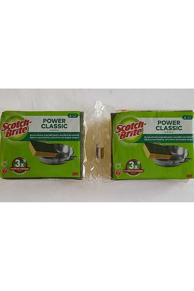 Scotch Brite Green Flat Classic 4' Sponge X 2 Pack / 8 Sponges / Not Slotted.