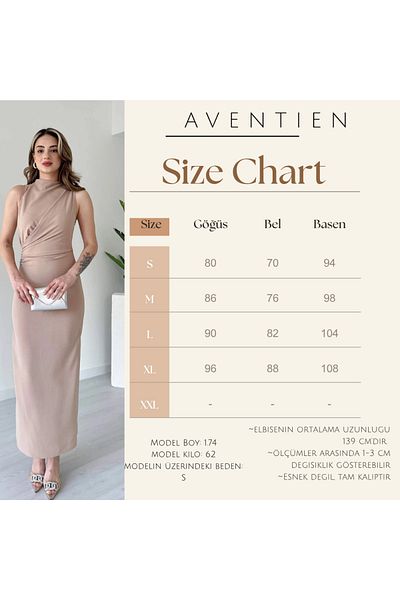 Aventien Rochie maxi bej cu drapaj cu mâneci zero