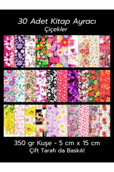 darkfikir Set of 30 Bookmarks - Flowers