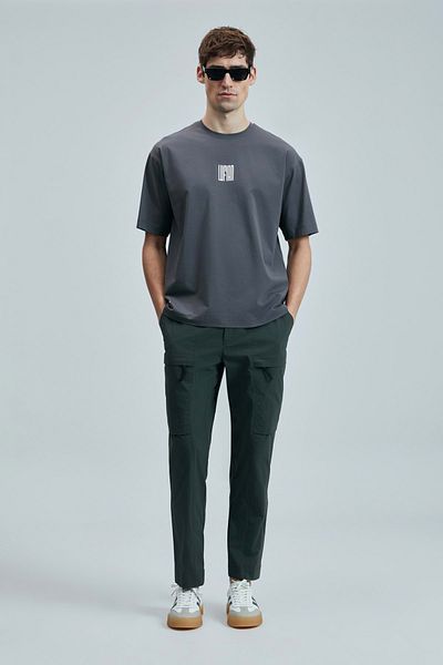 Lufian 111020245 Helıx Modern Graphic T-Shirt Men's T-Shirt Gray