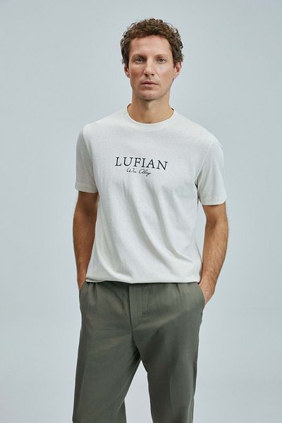 Lufian 111020238 Love Modern Graphic T-Shirt Men's T-Shirt Ecru