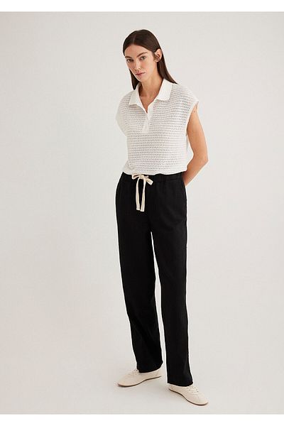 Mavi Black Trousers with Lace-Up Waist 1010945 -900