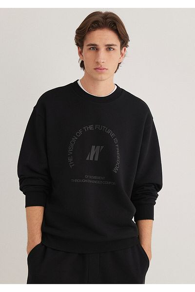 Mavi Професионален черен суичър с щампи Модел №: 0S10355-71379