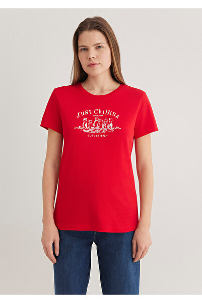 Mavi Cat Printed Red T-Shirt Semi Slim Fit / Semi Slim Fit 1612940-82054