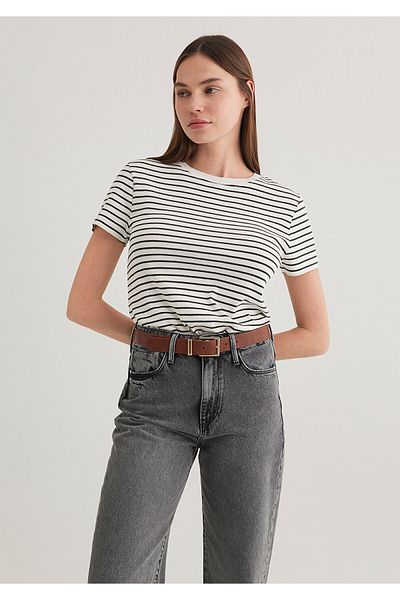 Mavi Crew Neck Striped Gray T-Shirt Slim Fit / Slim Fit 1612881 -85308