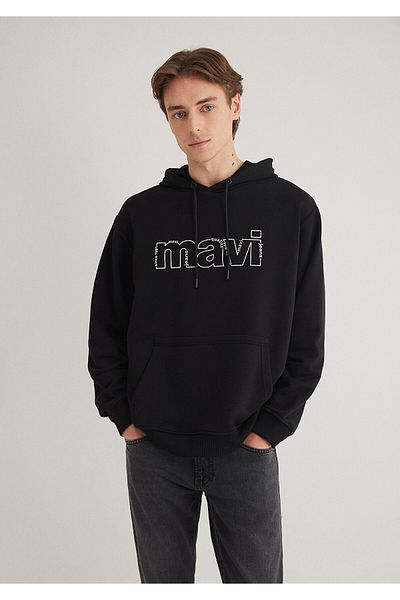 Mavi Черен суичър с щампа с лого - 0S10196-900