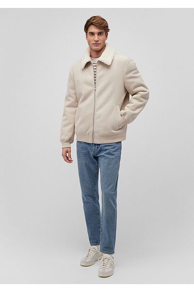 Mavi Beigefarbene Samtjacke mit Kunstfell-Details, normale Passform/normale Passform 0110456 -70068