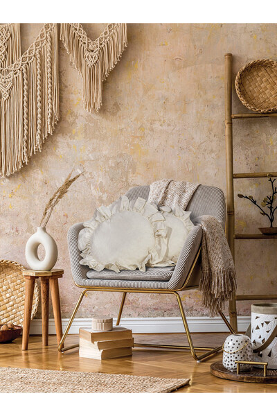 KUM SAATİ Бохемска ленена декоративна калъфка за възглавница с набори, 2 броя