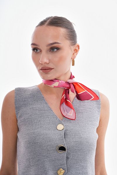 Axesoire 15317 Floral Patterned Red Bandana Scarf