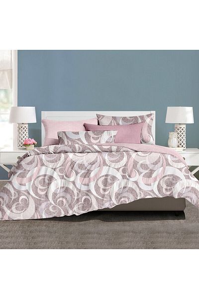 Favourite Vivert Pink Multicolor Print Duvet Cover Set Twin, Double, 4 Piece Set
