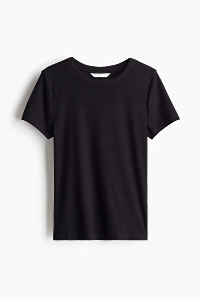 H&M Modal Karışımlı ve Ribanalı Tişört