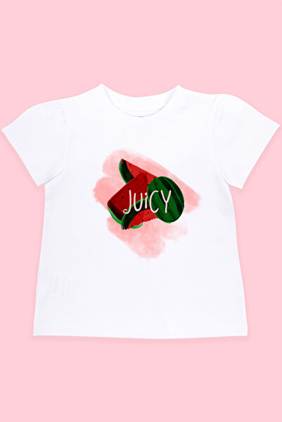 Bubuga Κοριτσίστικο βαμβακερό μπλουζάκι με κοντομάνικο λευκό καρπούζι