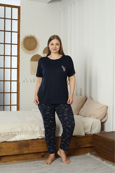 TAMPAP Viscose Fabric Women's Plus Size Short Sleeve Pajamas Set