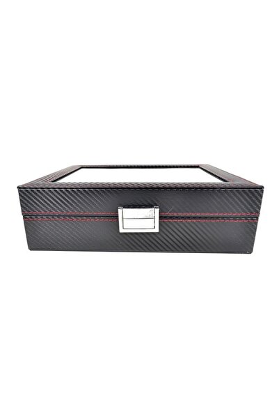 Generic Carbon Fibre Texture Watch Box With 10 Slots