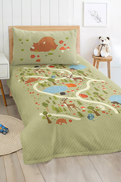 Realhomes مجموعة غطاء سرير بيكيه لغرفة الأطفال والمراهقين بطابع طبيعي، مفرش س...