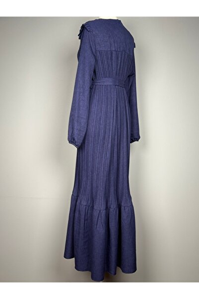 RACE FASHİON Φούστα με λαιμόκοψη με μπούκλες με μπούκλες λινό φόρεμα RC1029