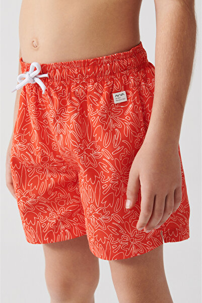 Avva Orange, schnelltrocknend, Blumenmuster, Standardgröße, speziell verpackt, bequeme Passform, Badeanzug, Seeshorts für Kinder