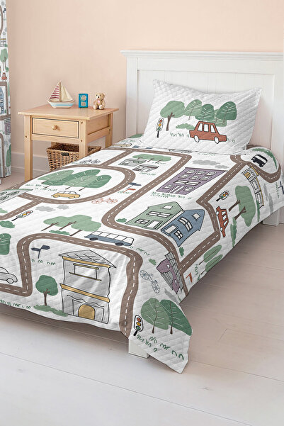 Realhomes مجموعة غطاء سرير بيك لغرفة الأطفال والمراهقين مفردة بنمط الطريق