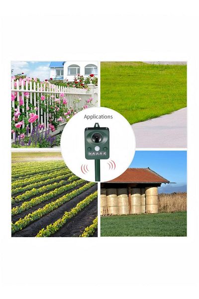 Generic Solar Powered Ultrasonic Pest Animals Repeller With Flashing LED Green