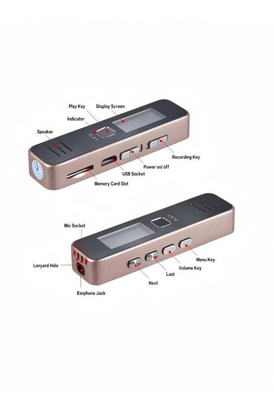 Generic مسجل صوت رقمي، مشغل إم بي ثري، قرص فلاش USB للاجتماعات، طراز EABC21 ذهبي