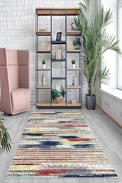 on the clouds Çok Renkli Batik Desen Yıkanabilir Kaymaz Taban Leke Tutmaz Mod...