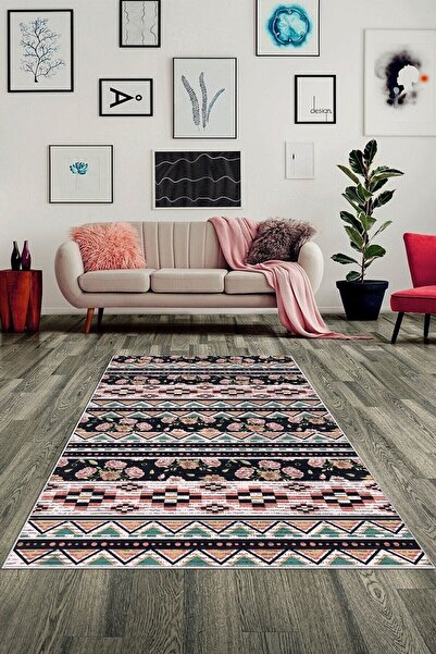 on the clouds Patchwork Çiçek Desenli Yıkanabilir Kaymaz Taban Leke Tutmaz Modern Salon Halısı Ve Yolluk