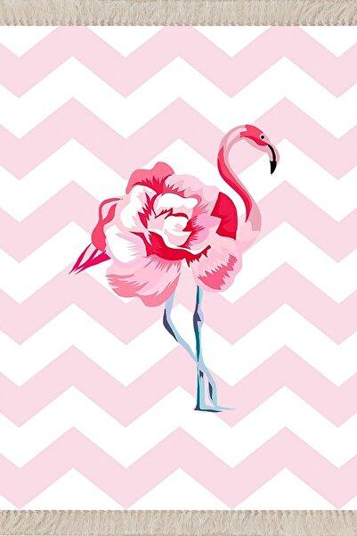 on the clouds Flamingo Çiçek Desenli Dijital Baskı Yıkanabilir Kaymaz Taban Modern Salon Halı ve Yolluk