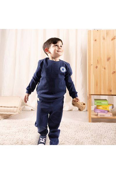 Zuppers Boy's Cotton Ribbed Top and Bottom Set - Navy Blue