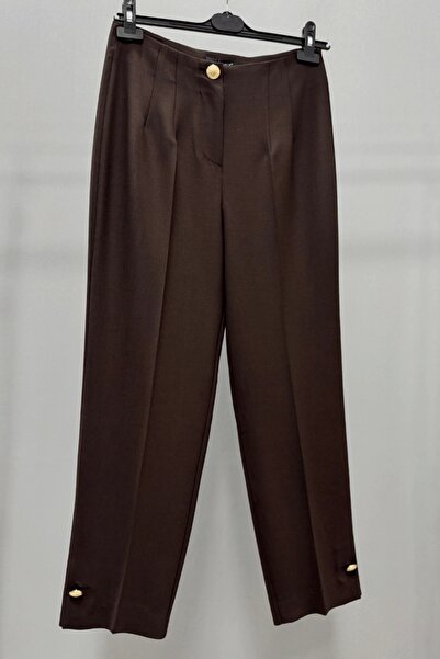 Sentez Paradise Leg Buttoned Trousers Brown 5566