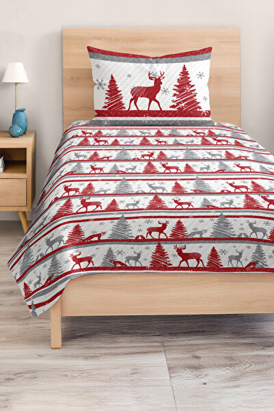 Realhomes Red Winter Themed Single Children's and Teenager's Room Pique Set Bedspread