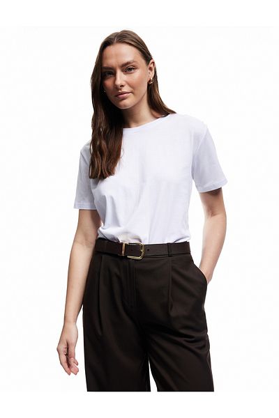 Koton Tricou de bază din bumbac cu mânecă scurtă și decolteu